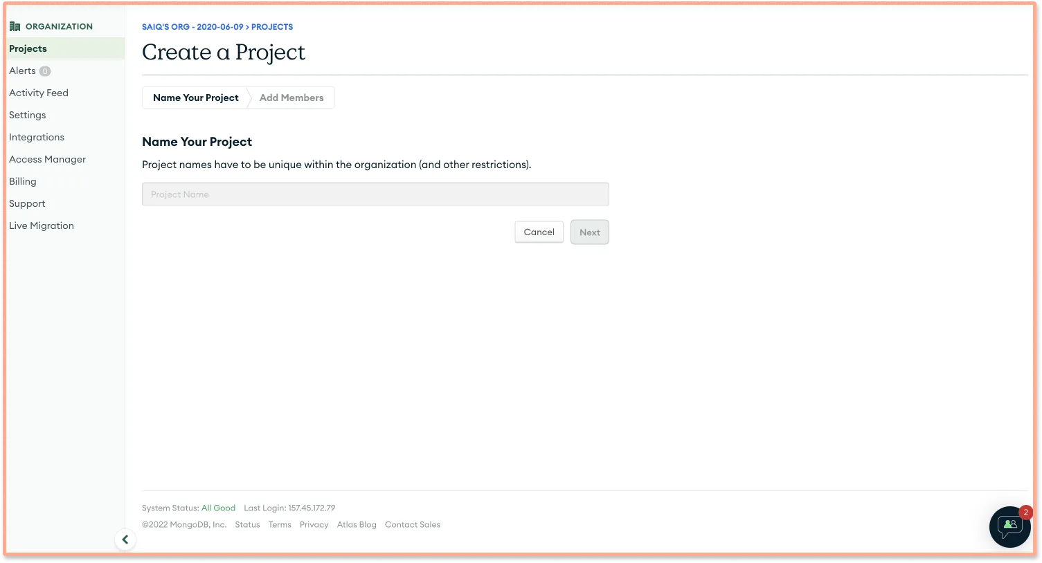 MongoDB creat project