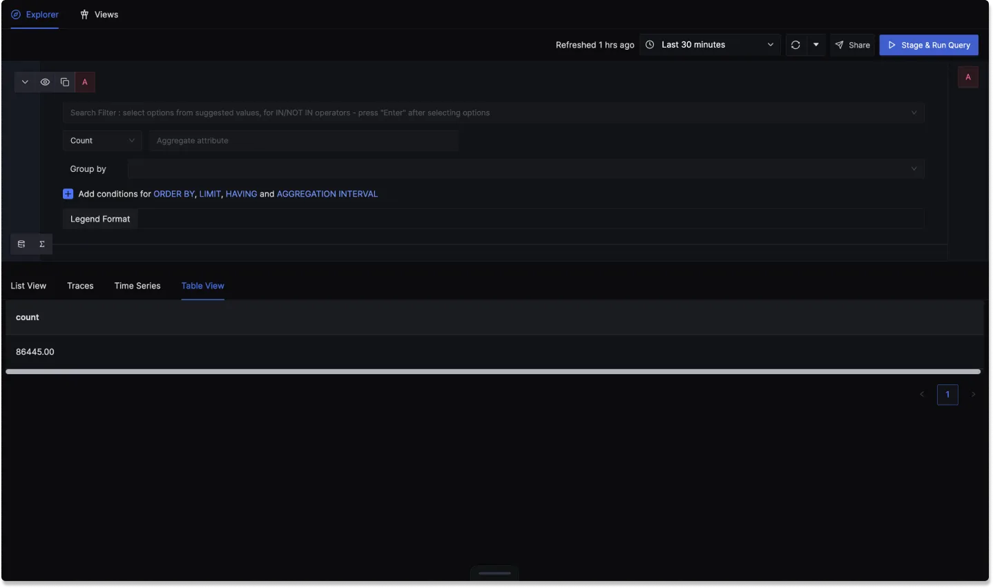 Table View in the Trace Explorer