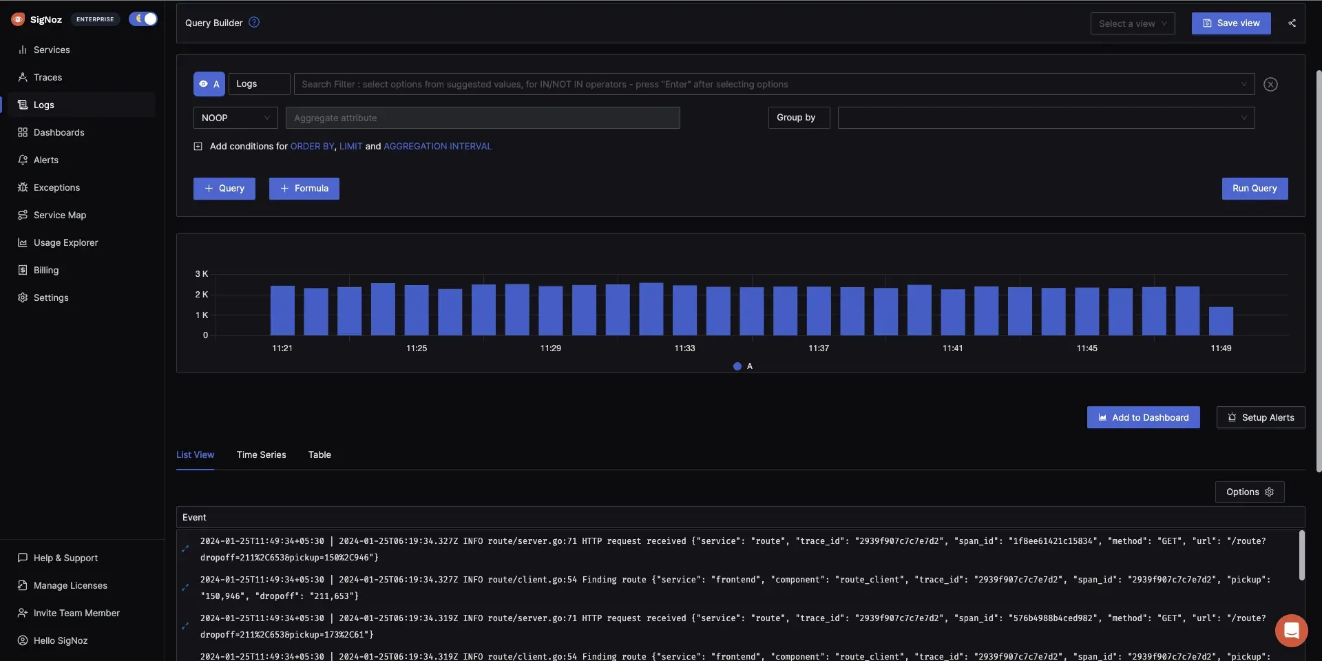 SigNoz Log Management