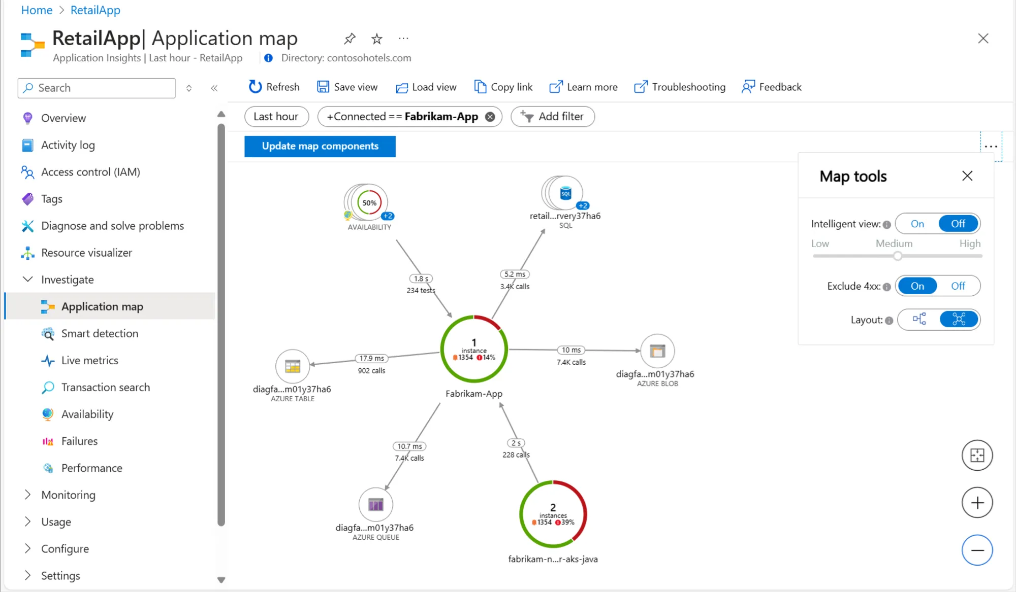 Using Application Map in Azure App Insights for Visualizing Application Dependencies