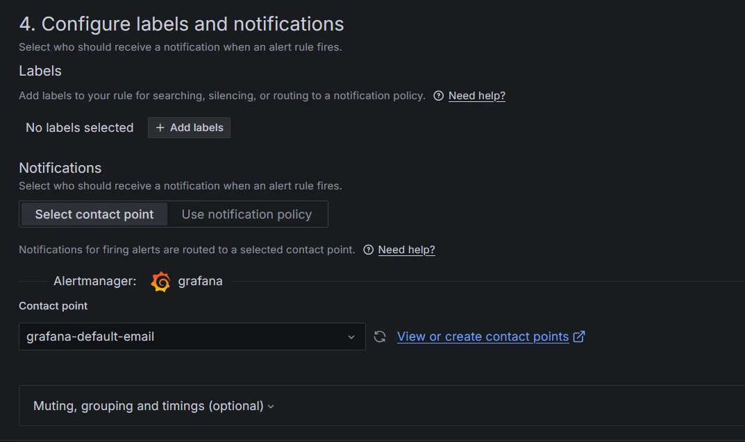 Configure notification channels for Grafana alerts